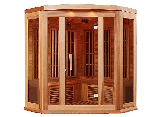 Golden Designs Maxxus 3-Person Low EMF FAR Infrared Carbon Corner Sauna | Red Cedar | MX-K356-01 CED