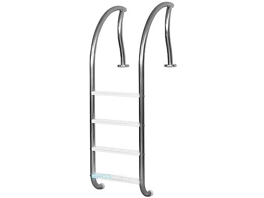 Inter-Fab Designer Series 4 Step Ladder With White High Impact Plastic Treads | 1.90"? x .065"? Thickness Powder Coated White | DR-L4065P-W-1