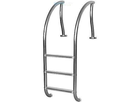 Inter-Fab Designer Series Deck Top Mounted 3 Step Ladder Flanged With Sure-Step Treads | 1.90" x .065" Thickness Powder Coated Hammertone Gray | DR-L3065S-FL-6