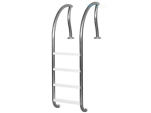 Inter-Fab Designer Series Deck Top Mounted 4 Step Ladder Flanged With White High Impact Plastic Treads | 1.90" x .065" Thickness Powder Coated Earth | DR-L4065P-W-FL-3