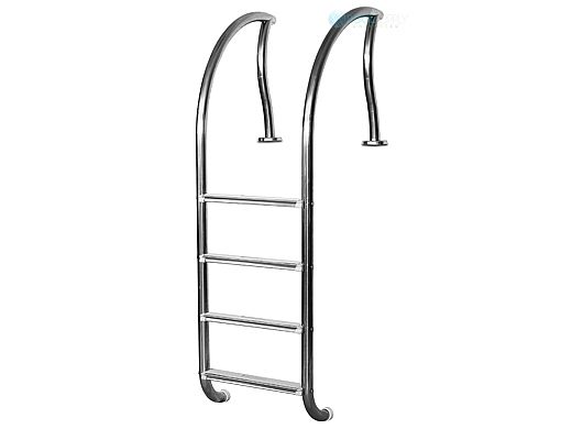 Inter-Fab Designer Series Deck Top Mounted 4 Step Ladder Flanged With Sure-Step Treads | 1.90" x .065" Thickness Thermo Plastic Coated White | DR-L4065S-FL-TPC-W