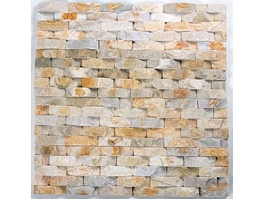 Natural Stone Ledger Panel 6x24 | Desert Gold | Basketweave