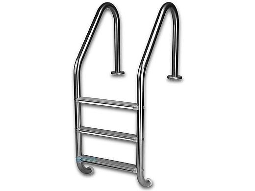 Inter-Fab Deck Top Mounted 3 Step Ladder Flanged With White High Impact Plastic Treads | 1.90" x .049" Thickness 304 Stainless Steel | L3049P-W-FL