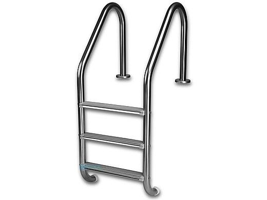 Inter-Fab Deck Top Mounted 3 Step Ladder Flanged With White High Impact Plastic Treads | 1.90" x .049" Thickness Thermo Plastic Coated White | L3049P-W-FL-TPC-W