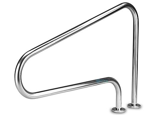 Inter-Fab Deck Top Mounted D3D 3 Bend Flanged Stair Rail | 1.90"? x .049"? Thickness Thermo Plastic Coated Gray | D3D50049-FL-TPC-G