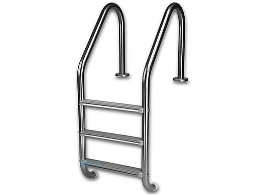 InterFab 3-Step Economy Lader With High Impact Plastic Treads | 1.90" x 0.49" Thickness 316L Marine Grade Stainless Steel | L3E049P-W-MG