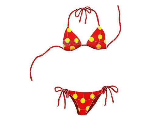 Artistry In Mosaics Bikini Red with Yellow Polka Dots Mosaic | 29" x 20" | BYEREDOM