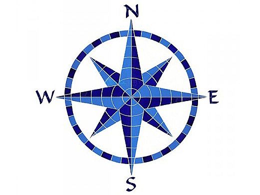 Artistry In Mosaics Eight Point Compass Blue Mosaic | 42" x 41" | CEIBLUL