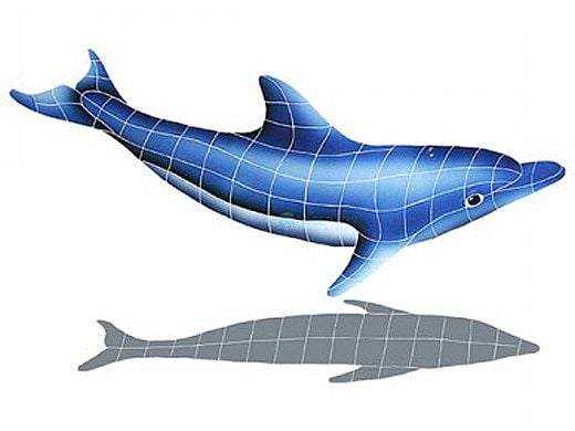 Artistry In Mosaics Dolphin in the Sun with Shadow Mosaic | B - 26" x 42" | DISBLUB