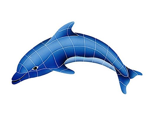 Artistry In Mosaics Dolphin Left Mosaic | Small - 18"? x 30"? | DOLBLULS