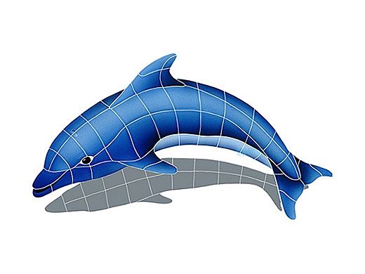 Artistry In Mosaics Dolphin Left with Shadow Mosaic | Small - 19"? x 30"? | DSHBLULS