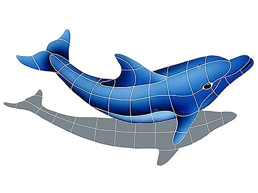 Artistry In Mosaics Dolphin Right with Shadow Mosaic | Medium - 22"? x 40"? | DSHBLURM