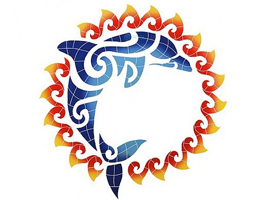 Artistry In Mosaics Dolphin Sun Medallion Mosaic | 36" x 36" | DSUMCOL