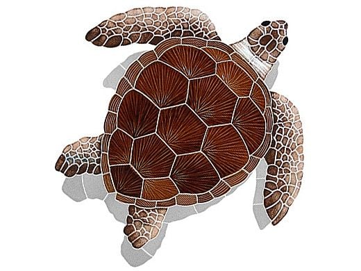 Artistry In Mosaics Loggerhead Turtle Brown with Shadow Mosaic | Large - 22"? x 20"? | TLSBROL