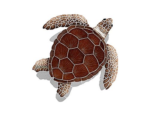 Artistry In Mosaics Loggerhead Turtle Brown with Shadow Mosaic | Medium - 16"? x 15"? | TLSBROM