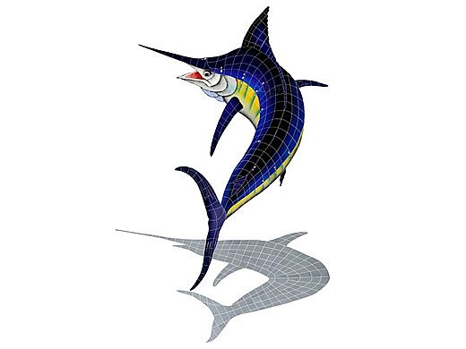 Artistry In Mosaics Marlin with Shadow Mosaic | 92" x 56" | MSHBLUL