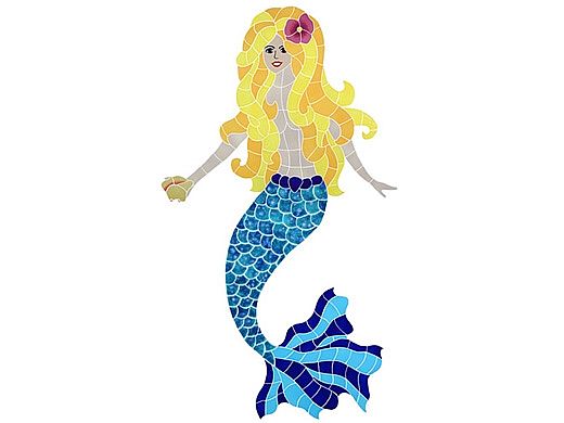 Artistry In Mosaics Polynesian Mermaid Mosaic | Blonde - 46"? x 23"? | MPOBLOOL