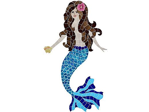 Artistry In Mosaics Polynesian Mermaid Mosaic | Brunette - 46"? x 23"? | MPOBRUOL