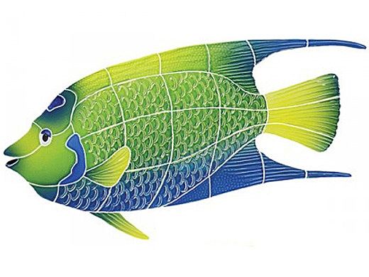 Artistry In Mosaics Queen Angel Fish Mosaic | Large - 11"? x 17"? | QAFYBLL