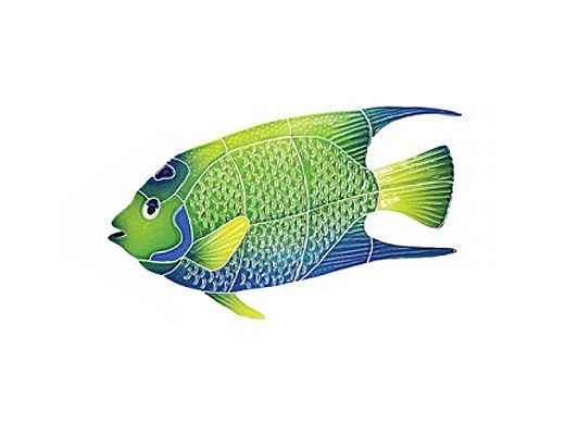 Artistry In Mosaics Queen Angel Fish Mosaic | Small - 7"? x 10"? | QAFYBLS