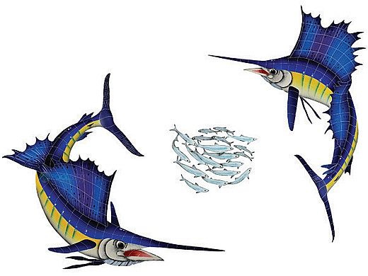 Artistry In Mosaics Sailfish Group Mosaic | Large - 66" x 92" | SAIGRPL