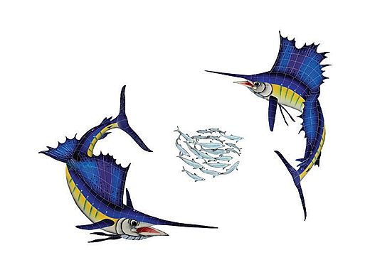 Artistry In Mosaics Sailfish Group Mosaic | Small - 36" x 49" | SAIGRPS