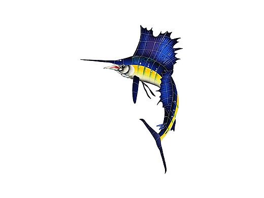 Artistry In Mosaics Sailfish Left Mosaic | Small - 33" x 23" | SAIBLULS
