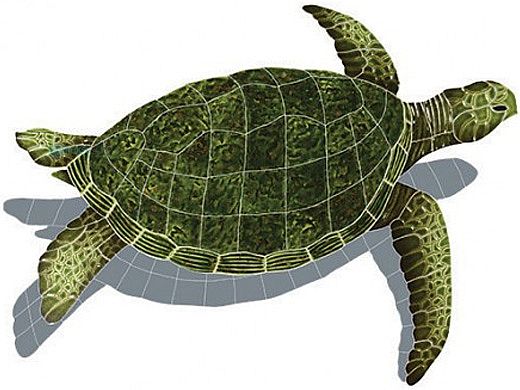 Artistry In Mosaics Sea Turtle Green with Shadow Mosaic | Large - 24" x 33" | SESGRERL