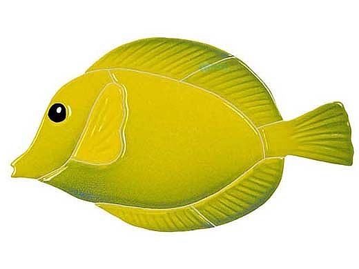 Artistry In Mosaics Tang Fish Mosaic | Yellow - 4" x 7" | TANGYELS