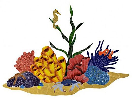 Artistry In Mosaics Tropical Reef Mosaic | 24" x 33" | TREMCOM