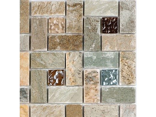 National Pool Tile Fusion Mosaic Quartz with Glass Tile | Pinwheel | FS-PINWHEEL