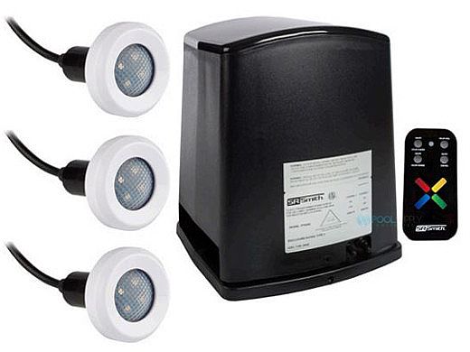 SR Smith PT-6000 Fiber to LED Lightning Kit | Includes Power Center Plus Wireless Remote Control and 3 Treo LED Pool Lights | 3-TR-PT-6000