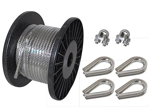 Coolaroo Small Shade Sail Rope Kit | 50 ft Wire Rope | 471965