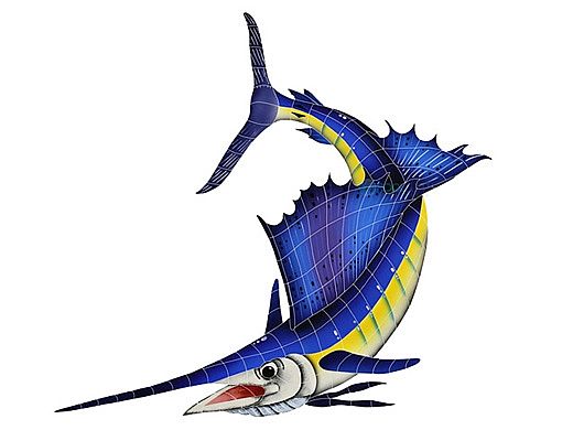 Artistry In Mosaics Sailfish Left Glass Mosaic | 48" x 36" | G-SALL