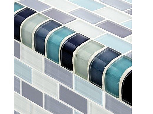 Artistry In Mosaics Crystal Series - Trim Aqua Blend Glass Tile | TRIM-GC82348T2