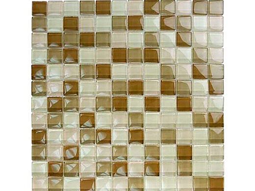 Artistry In Mosaics Crystal Series - Khaki Tan Blend Glass Tile | 1" x 1" | GC82323N1