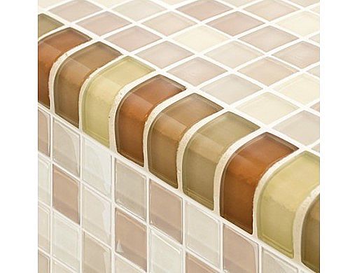 Artistry In Mosaics Crystal Series - Trim Khaki Tan Blend Glass Tile | TRIM-GC82348N1