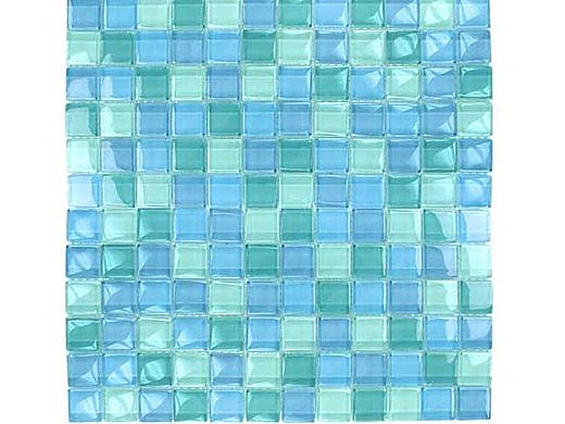 Artistry In Mosaics Crystal Series - Turquoise Blue Blend Glass Tile | 1" x 1" | GC82323T1