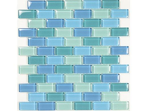 Artistry In Mosaics Crystal Series - Turquoise Blue Blend Glass Tile | 1" x 2" | GC82348T1