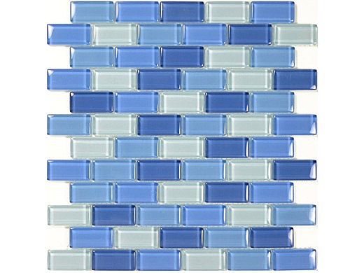 Artistry In Mosaics Crystal Series - Turquoise Cobalt Blue Blend Glass Tile | 1" x 2" | GC82348B3