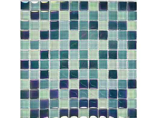 Artistry In Mosaics Crystal Iridescent - Sea Green Blend Glass Tile | 1" x 1" | GC82323G3