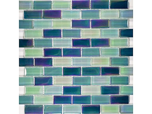 Artistry In Mosaics Crystal Iridescent - Sea Green Blend Glass Tile | 1" x 2" | GC82348G3