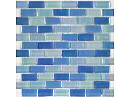 Artistry In Mosaics Crystal Iridescent Sky Blue Blend Glass Tile | 1x2 | GC82348B8