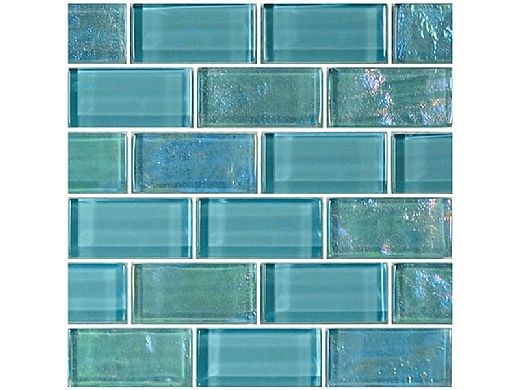 Artistry In Mosaics Twilight Series 1x2 Glass Tile | Turquoise Brick | GT82348T4