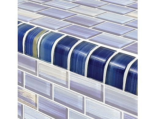 Artistry In Mosaics Watercolors Series 1x2 Trim Glass Tile | Blue | TRIM-GW82348B10