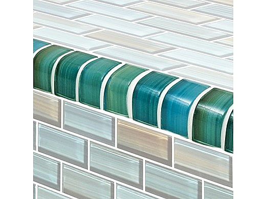 Artistry In Mosaics Watercolors Series 1x2 Trim Glass Tile | Aqua | TRIM-GW82348T5
