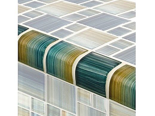 Artistry In Mosaics Watercolors Series 2x2 Trim Glass Tile | Aqua | TRIM-GW8M2348T5