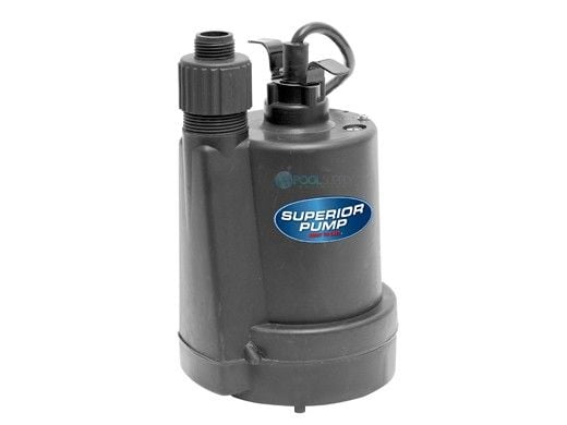 Superior Pump Thermoplastic Utility Pump | Top Discharge | 1800 GPH 1/4 HP 25-Foot Cord | 91255