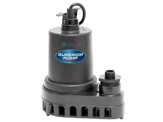Superior Pump Thermoplastic Utility Pump | Side Discharge | 2880 GPH 1/3 HP 10-Foot Cord | 91370