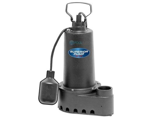 Superior Pump Cast Iron Submersible Sump Pump | Side Discharge | 3600 GPH 1/3 HP 25-Foot Cord | 92358